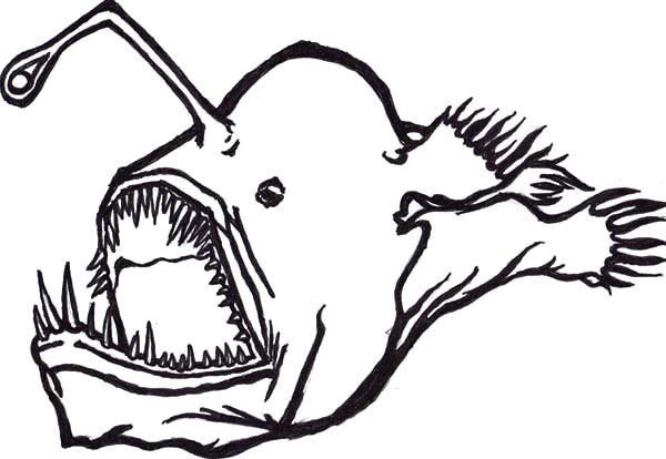 Angler Fish Open His Mouth Wide Coloring Pages | Best Place to Color
