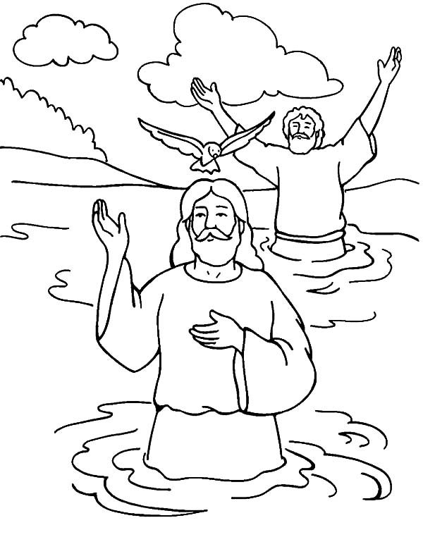 Welcoming Holy Spirit in Baptism of Jesus Coloring Pages | Best Place