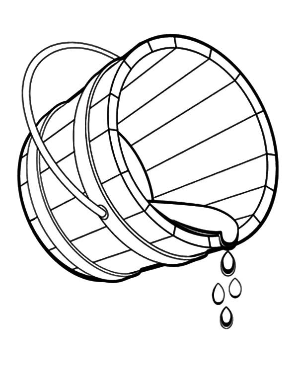 Bucket, : Bucket Spilling Water Coloring Pages