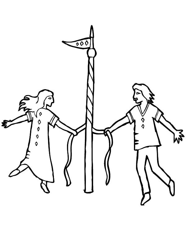 Couple Maypole Dance May Day Coloring Pages | Best Place to Color