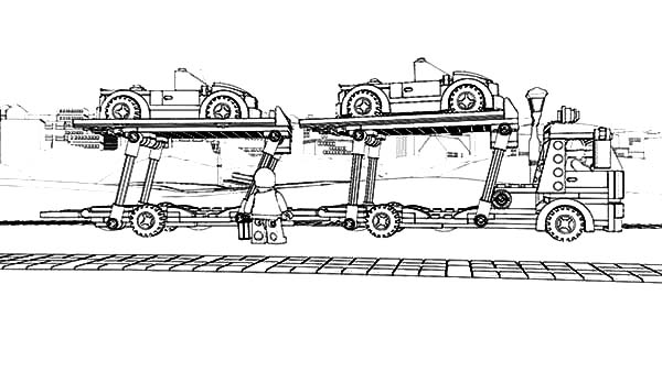 Car Transporter Coloring Pages for Kids: Car Transporter Coloring Pages