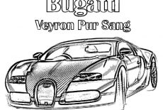 Bugatti Car, Awesome Bugatti Car Veyron Pur Sang Coloring Pages: Awesome Bugatti Car Veyron Pur Sang Coloring Pages