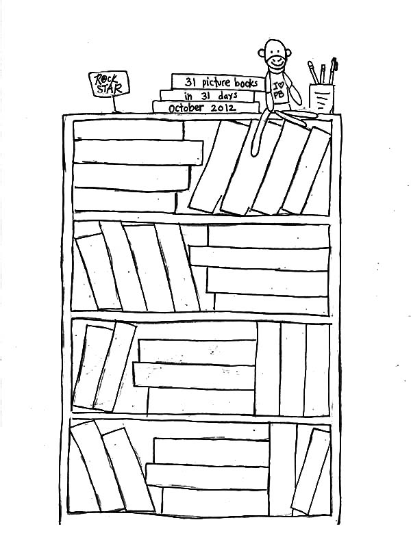 Bookshelf In My Room Coloring Pages Best Place to Color