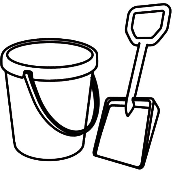 Beach Bucket, : Picture of Shovel and Beach Bucket Coloring Pages