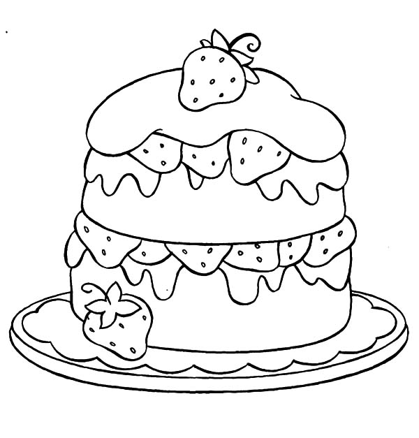 Strawberry Cake Coloring Pages | Best Place to Color