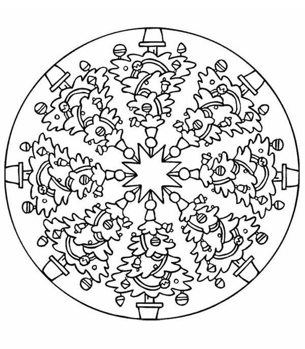 Christmas Tree Mandala Christmas Coloring Pages | Best Place to Color