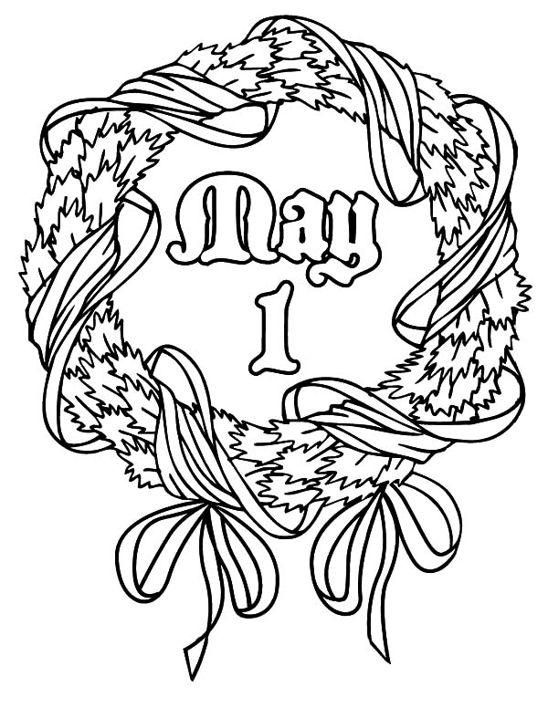 May Day, : May Day Wreath Coloring Pages