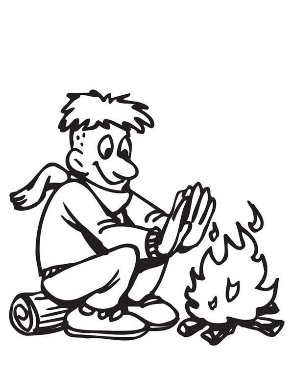 Self Warming With Fire In Scouting Coloring Pages | Best Place to Color
