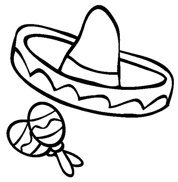 Sombrero and Maracas for Cinco de Mayo Coloring Pages | Best Place to Color
