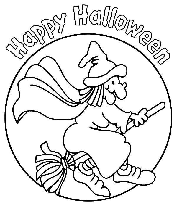 Happy Halloween Witch Coloring Pages : Best Place to Color