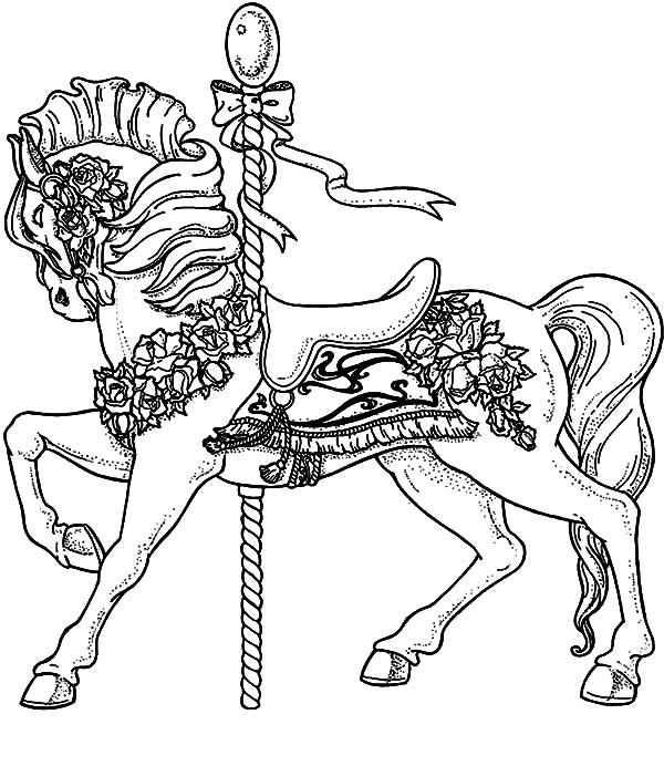 Carousel Horse Beside Pool Coloring Pages Best Place To Color