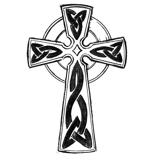 Rose Decorated Celtic Cross Coloring Pages | Best Place to Color
